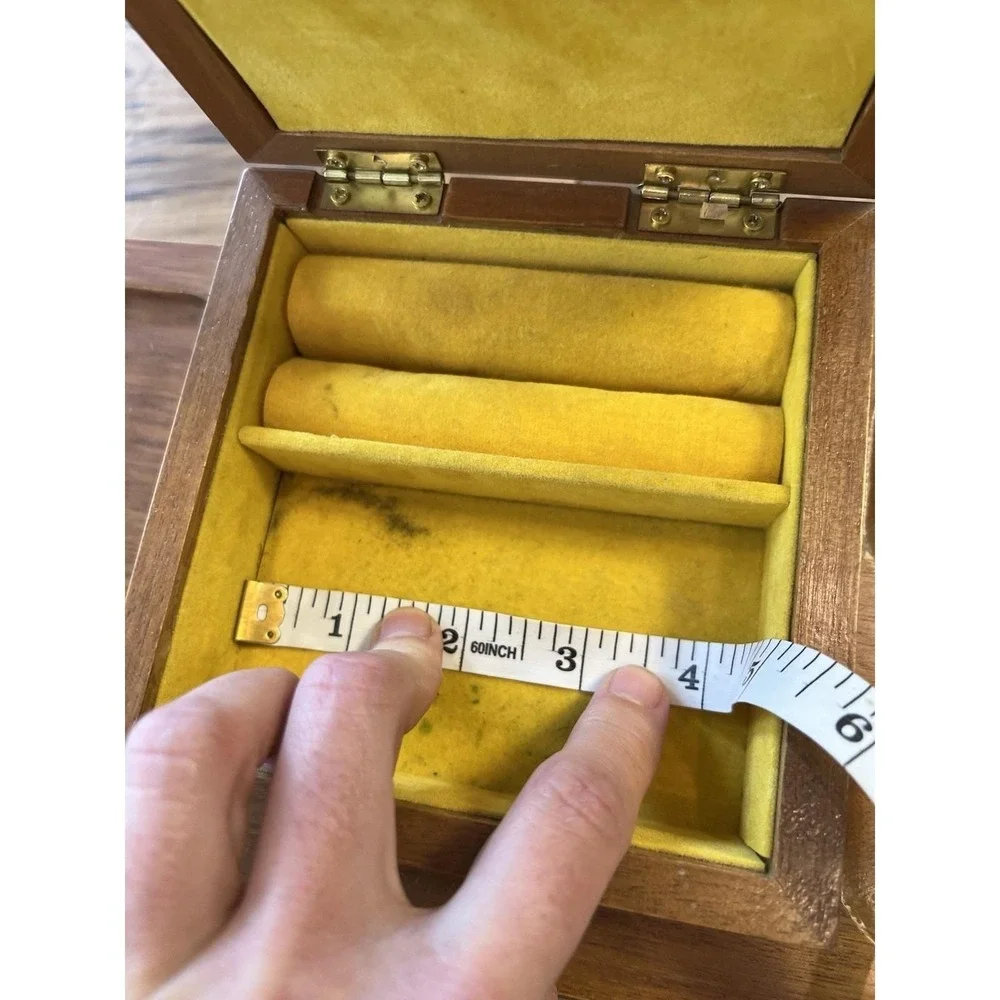 Vintage Tundra Imports Wood Valet Jewelry Box Cane Lid Drawer 13